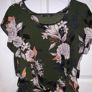 Green Floral Blouse